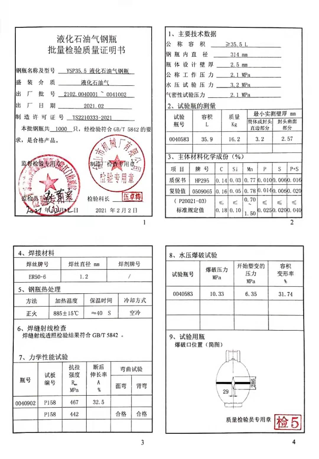202102004PZS 质量证明书